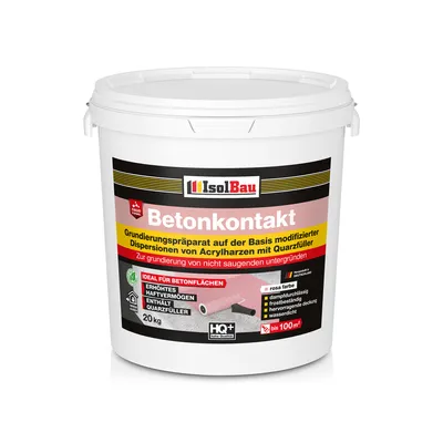 A white plastic bucket of Isolbau Betonkontakt product.