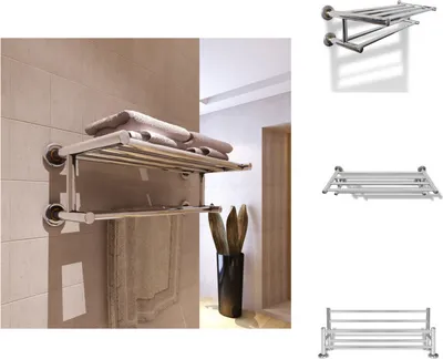 Image de vidaXL Porte-serviettes 6 barres acier inoxydable - porte-serviettes