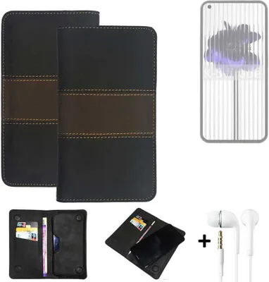 Produktbild von K-S-Trade Handyhülle + Kopfhörer kompatibel mit Nothing 1 Schutzhülle Walletcase Bookstyle Tasche Schutz Case Hülle Wallet Cover Kunstleder
