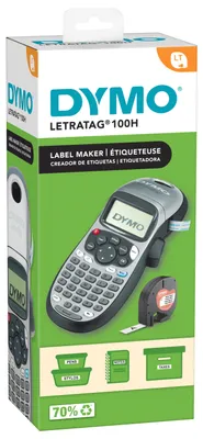 Produktbild von DYMO LetraTag LT-100H Beschriftungsgerät Handgerät | Tragbarer Etikettiergerät mit ABC Tastatur | Silber | Ideal fürs Büro oder zu Hause | Silber