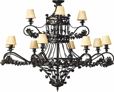Produktbild von Casa Padrino Luxus Barock Schmiedeeisen Kronleuchter Schwarz / Beige Ø 150 x H. 130 cm
