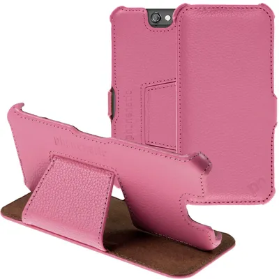 Produktbild von PhoneNatic Echt-Lederhülle kompatibel mit HTC One A9 - Leder-Case rosa + Glasfolie