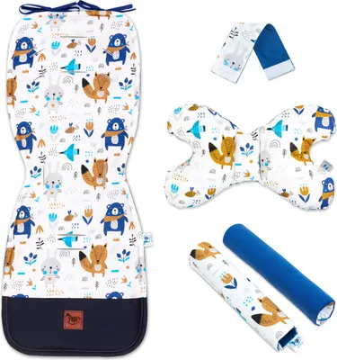 Obrázok produktu pre Pepi Obojstranný poťah na sedadlo kočíka so zamatom - sada 5 poťahov na sedadlo pre detskú autosedačku Buggy Blue Bear