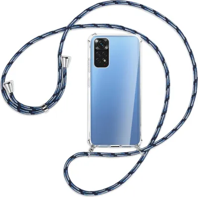 Produktbild von Handykette Backcover-Schutzhülle mit Band (Metall silberfarben) für Xiaomi Redmi Note 11S 4G - Blautöne