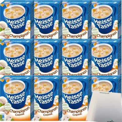 Produktbild von Erasco Heisse Tasse Champignon Creme Suppe 12er Pack (36 Beutel a 14g) + usy Block