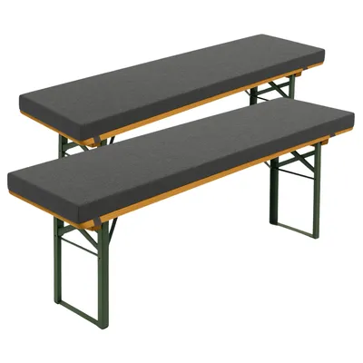 Productafbeelding van Set van 2 bierbankkussens 220 x 25 cm, donkergrijs, 4 cm dik, met bevestigingslussen, extra dik, sleepling