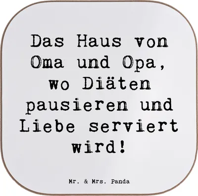 Produktbild von Mr. & Mrs. Panda Personalisierter Untersetzer Großelternliebe - Weiß - Geschenk, Diät, Bierdeckel bedruckt, Verwandte, Weisheit, Großeltern, Enkelkinder, Dankeschön