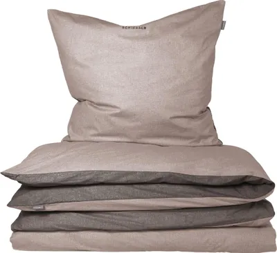 Produktbild von SCHIESSER Bettwäscheset Doubleface | Renforcé | 2-teilig | Zweifarbig | 100 % Baumwolle | YKK Reißverschluss  | 155x220cm + 80x80cm | Taupe-Dunkelgrau