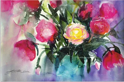 Produktbild von ARTland Wandbild Alu für Innen & Outdoor Pfingstrosen in Vase Größe: 60x40 cm