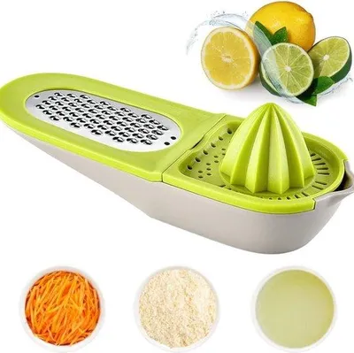Productafbeelding van Handmatige citruspers en knoflookpers met multifunctionele functie, handmatige fruitsnijder en kaasrasp met handvat.