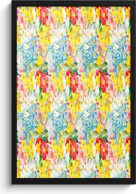 Produktbild von MuchoWow® MuchoWow® Gerahmtes Poster Blumen - Muster - Farben 40x60 cm - Poster mit zchwarzem Bilderrahmen - Papierdruck - Wandbilder