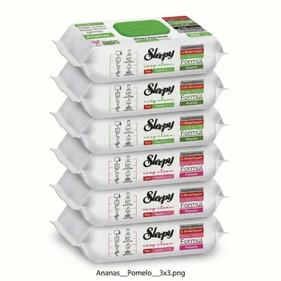 Produktbild von Sleepy Easy Clean Oberflächenreinigungstücher – 3x100 Anannas + 3x100 Pomelo | für die Arbeitsplatte