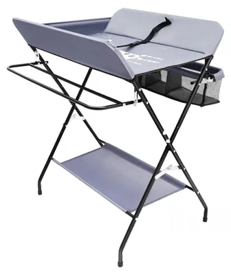 Image de Station de change ergonomique pour bébés - Table à langer pliable pour lit de bébé - Portable - Ceinture de sécurité - Housse Oxford lavable - Structure stable jusqu'à 25 kg - Convient aux bébés de 0 à 12 mois