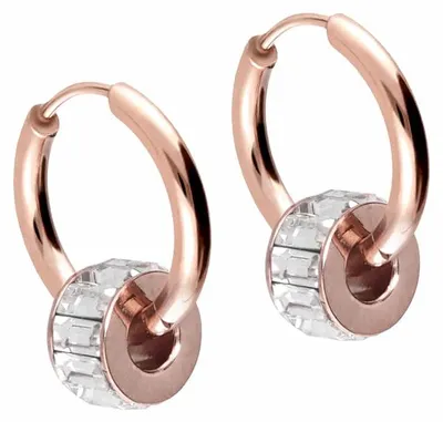 Produktbild von Chirurgenstahl Ohrclicker Creolen KRISTALLRAD RoséGold Innendurchmesser: 12mm + Designstärke: 1,6mm