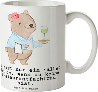 Produktbild von Mr. & Mrs. Panda Kaffeetasse Restaurantfachfrau Herz - Weiß - Geschenk, Restaurant, Spruch, Lustig, Bedruckte Tasse, Ausbildung, Trinkbecher, Kaffeebecher, Geschenktasse