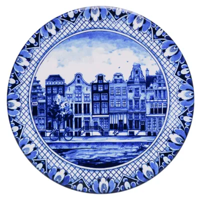 Heinen Delfts Blauw – Topfuntersetzer Grachtenhäuser - Delfter Blau - 18 cm – Bild 1
