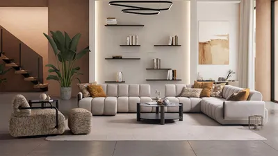 Produktbild von Exklusive Wohnzimmer Sitzgarnitur Stilvolles Ecksofa Sessel Pouf