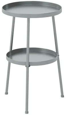 Produktbild von Beistelltisch Ø36 cm, Balkontisch aus Metall Esstisch Outdoor, rund Terrassentisch für Garten Terrasse Balkon Dunkelgrau