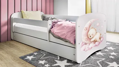 Immagine prodotto di Letto per bambini e ragazzi 70x140, 80x160, 80x180 cm - set completo con materasso, cassetto e protezione anticaduta