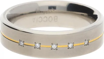 Produktbild von Boccia-Ring 0101-1954 Titan/teilvergoldet mit Brillanten Größe 54