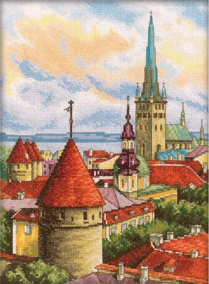 Produktbild von RTO Kreuzstich Set "Türme der Altstadt" M200, Zählmuster, 22x30 cm