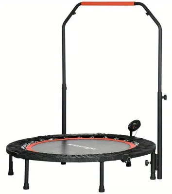 Image de Mini trampoline pliable pour le fitness, avec poignée, diamètre 102 cm, couleur noire