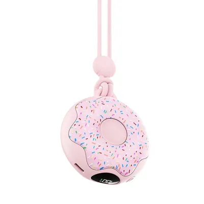 Produktbild von Donut Handwärmer mit LED-Anzeige, Wiederaufladbar, 3 Temperaturstufen, Mit Silikon-Handschlaufe, Erwärmung in 1 Sekunde