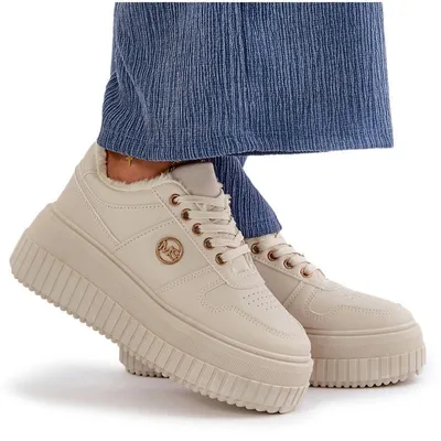 Zdjęcie produktu dla Sneakersy Buty Sportowe Damskie Ocieplane Na Masywnej Podeszwie Beżowe Verissha 38