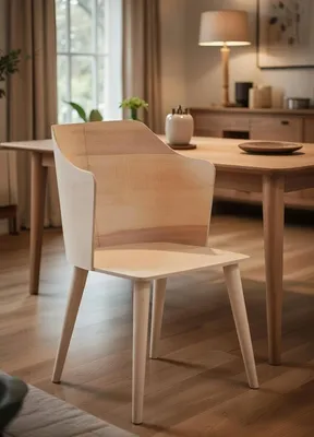 Image de Chaise en bois confortable dotée d'un dossier ergonomique pour un confort d'assise optimal