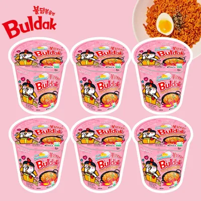Produktbild von 6er Pack Samyang Carbonara Cup | Instant-Nudeln | Koreanischer Geschmack | 6x80g | NEU &+Heartforcards Versandschutz