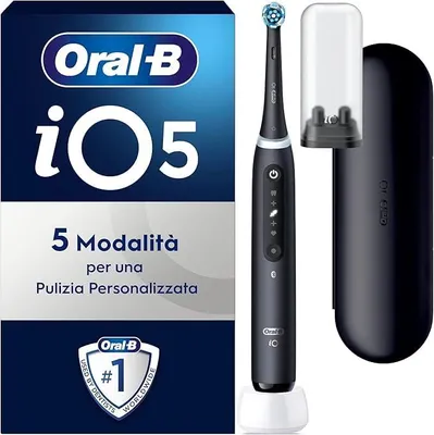 Produktbild von Oral B Wiederaufladbare elektrische Zahnbürste iO 5N Schwarz mit 1 Bürstenkopf und Reiseetui