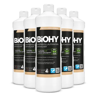 Produktbild von BiOHY Kaffeevollautomaten Entkalker, Kalkentferner, Entkalkungsmittel, Kalklöser – 6er Pack (6 x 1 Liter Flasche)