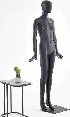Produktbild von D6-8 schöne Frau schwarz Weibliche Schaufensterpuppe Frau stehend schwarz matt lackiert Frau Ohren geformt Schick und Elegant Hochwertig