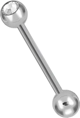 Produktbild von Zungenpiercing Piercing Hantel Titan G23 Kristall Kugel 5mm - Weiss TJRB - 16.0 Millimeter
