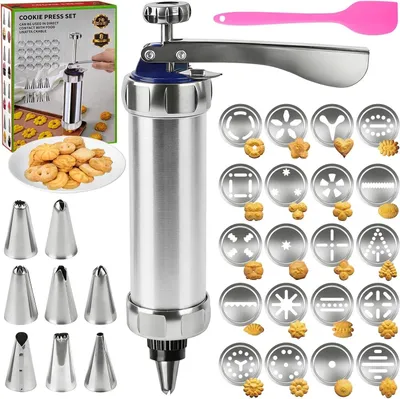Productafbeelding van Professionele Koekjespers met 20 Stencils en 8 Spuitmondjes