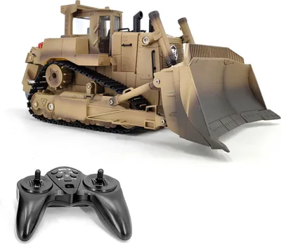 Obrázok produktu pre Diaľkovo ovládaný buldozér, 2,4 GHz, mierka 1:18, diaľkovo ovládaná hračka Sapper Bulldozer z ľahkej zliatiny pre deti, púštna žltá