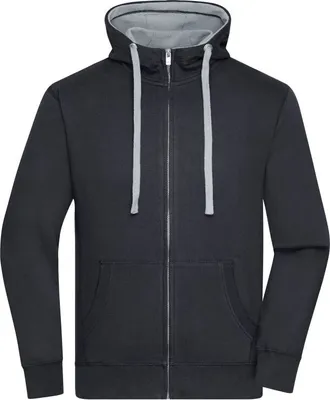 Produktbild von Sweat-Jacke mit Reißverschluss und Kapuze black/grey-heather, Gr. S