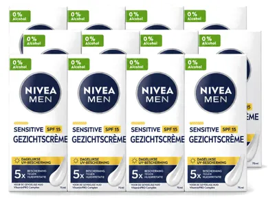Produktbild von 12 x NIVEA MEN Sensitive Gesichtscreme mit SPF 15 - 75 ml - Vorteilspackung - 12 Stücke