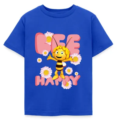 Produktbild von Spreadshirt Biene Maja Bee Happy Spruch Kinder T-Shirt, 110/116 (5-6 Jahre), Royalblau