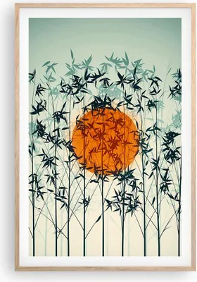 Produktbild von Gerahmtes Poster - Rahmen in heller Eiche - Westen Sonne Gras - 61x91,5 cm - Wand Bild - Wanddeko - Wandbilder - Kunstposter - Wandposter - Bilderrahmen - Bilder - Kunstdruck - P2NPA61x91-5104