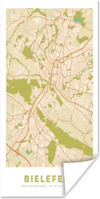 Produktbild von MuchoWow® Poster Karte - Bielefeld - Vintage - Stadtplan - Karte 20x40 cm - Plakat - Foto