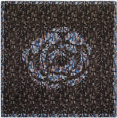 Produktbild von Eleganter Seidenschal mit Braun-Blauem Muster