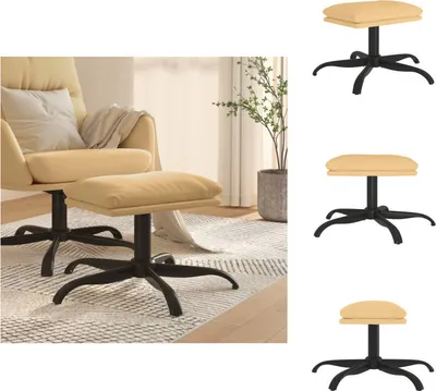Image de vidaXL Tabouret de pied Crème 60x60x36 cm Tissu microfibre - Tabouret rembourré