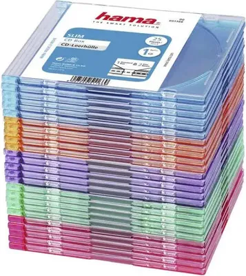 Zdjęcie produktu dla Pudełka Slim CD na płyty Hama, 25 sztuk, kolorowe