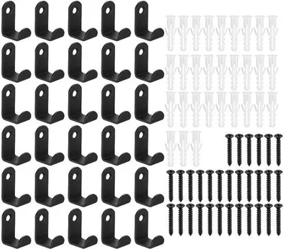 Produktbild von 30 schwarze Metallhaken für Wand, Schraubhaken, Schlafzimmer, Bad
