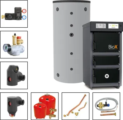 Produktbild von Solarbayer Holzvergaserset BioX 15 -1A Variante A mit 1xSLS-1000 Pufferspeicher