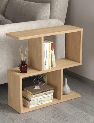 Produktbild von LUNOR Beistellregal S-Form mit 3 Fächern Eichenoptik 60 x 20 x 60 cm