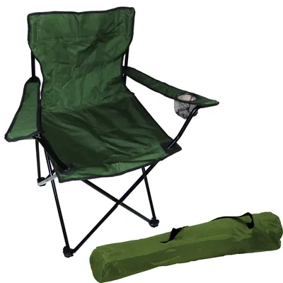 Anglersessel Campingstuhl Regiestuhl inkl. Getränkehalter und Tasche in Grün