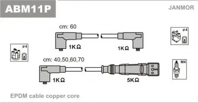 Produktbild von JANMOR ABM11P Zündkabelsatz Zündleitungssatz für VW Transporter IV Bus (70B, 70C, 7DB, 7DK, 70J, 70K, 7DC, 7DJ) Transporter IV Kastenwagen