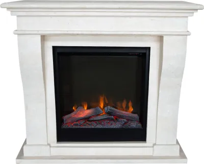 Immagine prodotto di Caminetto elettrico Xaralyn - Kreta ELE-SBP - pietra naturale levigata bianca - riscaldamento 1500 watt - con telecomando - caminetto da incasso incluso - caminetto decorativo
